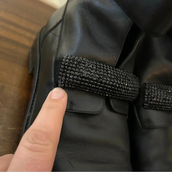 Christopher Kane Leather Crystal Embellished Combat Biker Boots Size 39 Italy - Picture 6 of 16